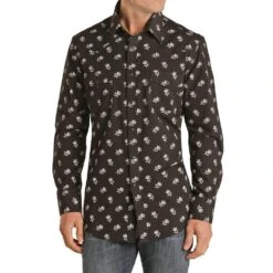 Men's Rock N Roll Cowboy Vintage 46 Black Floral Snap Shirt