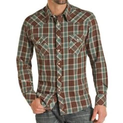 Men's Rock N Roll Cowboy Vintage 46 Brushed Twill Plaid Shirt