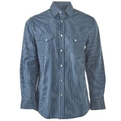 Cowboy Legend Men's Blue Striped Long Sleeve Snap Shirt