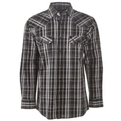Cowboy Legend Men's Grey Plaid Long Sleeve Snap Shirt