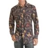 Rock N Roll Cowboy Men's Long Sleeve Vintage Print Snap