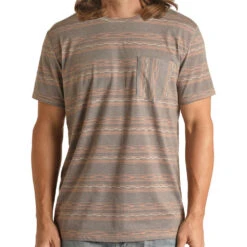 Rock N Roll Cowboy Charcoal Striped T-Shirt