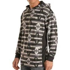 Rock N Roll Cowboy Grey Multi Aztec Hoodie