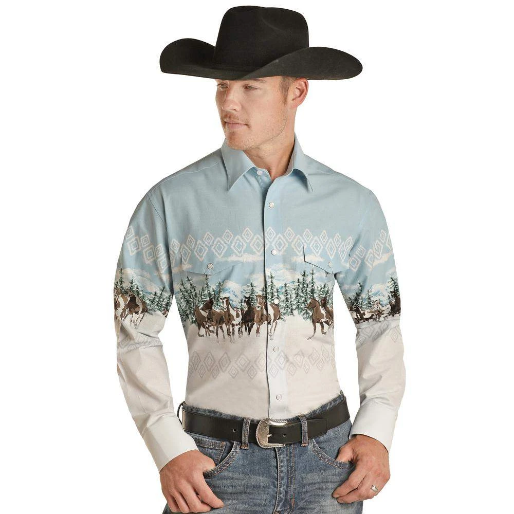Rock N Roll Cowboy Men's Panhandle Wild Horse Snap Shirt 1 Rock N Roll Cowboy Men's Panhandle Wild Horse Snap Shirt
