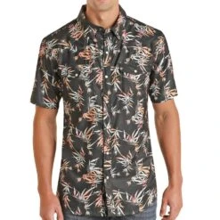 Rock N Roll Cowboy Navy Tropical Ripstop Snap Shirt