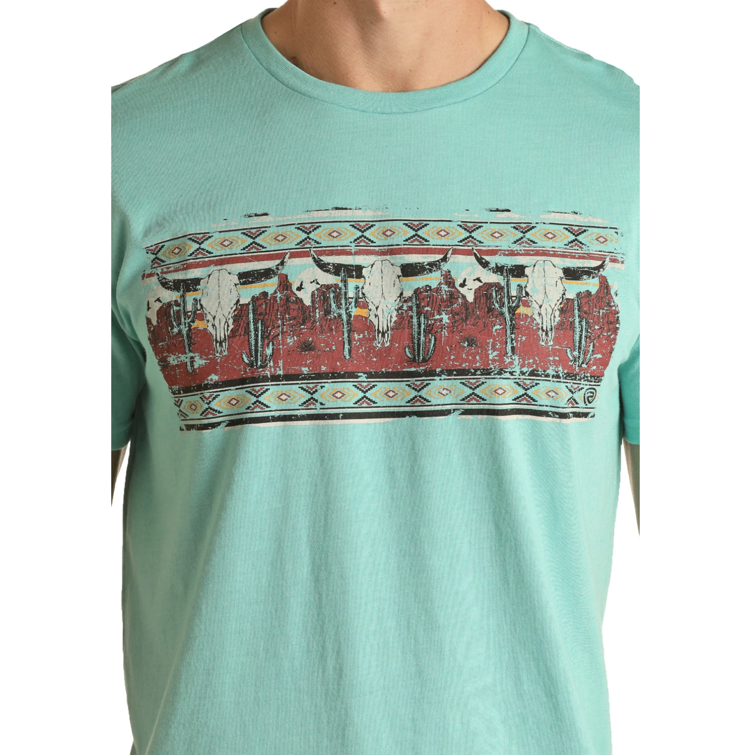 Rock & Roll Cowboy Men's Western Turquoise Graphic T-Shirt RRMT21RZME-86 2 Rock & Roll Cowboy Men's Western Turquoise Graphic T-Shirt RRMT21RZME-86 - Image 2