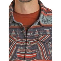 Rock & Roll Cowboy Men's Aztec Western Jacquard Shirt Jacket 92-1113 -Cowboy Deals Store 92 1113 B