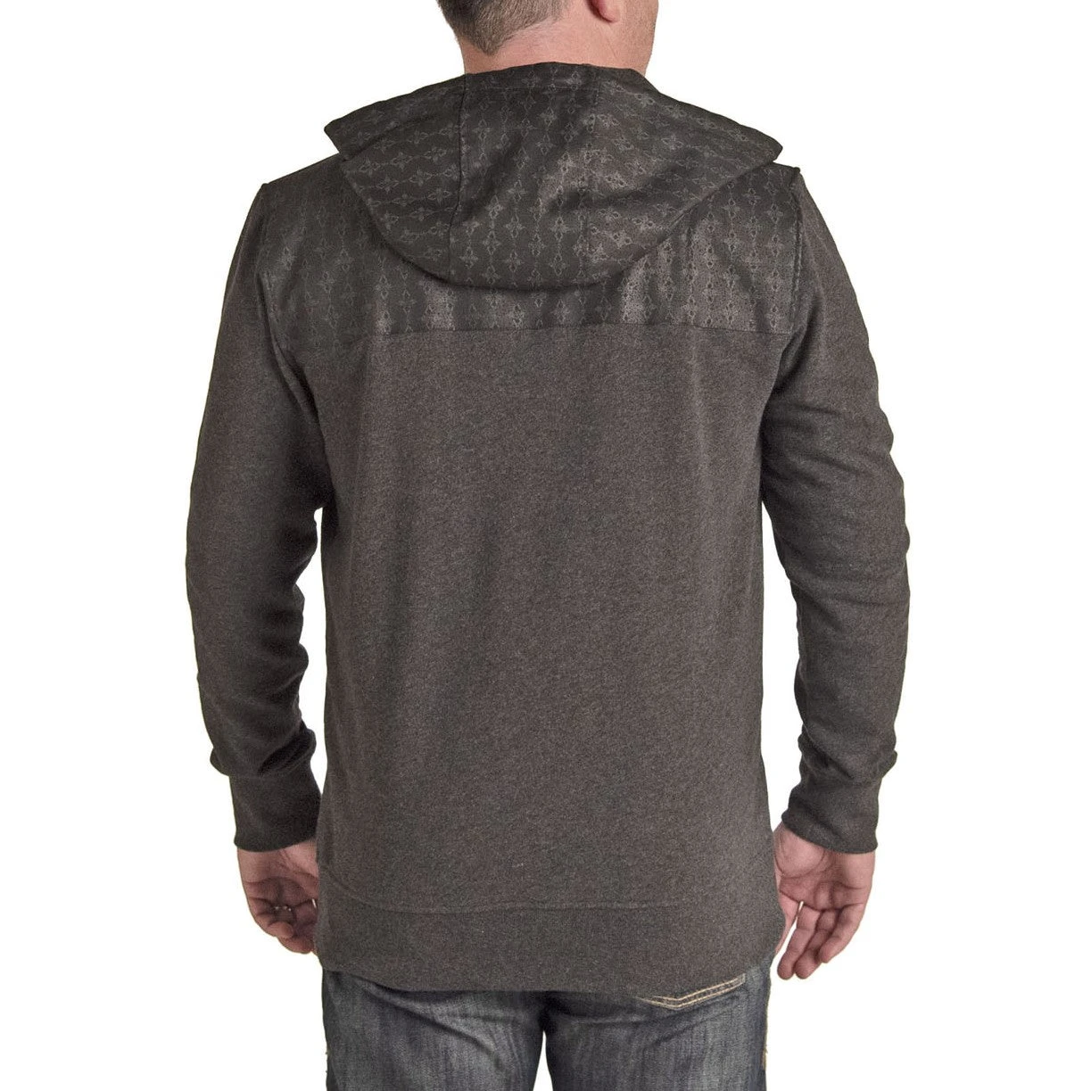 Rock & Roll Cowboy Men's Aztec Print Charcoal Twill Hoodie 92-1122 2 Rock & Roll Cowboy Men's Aztec Print Charcoal Twill Hoodie 92-1122 - Image 2