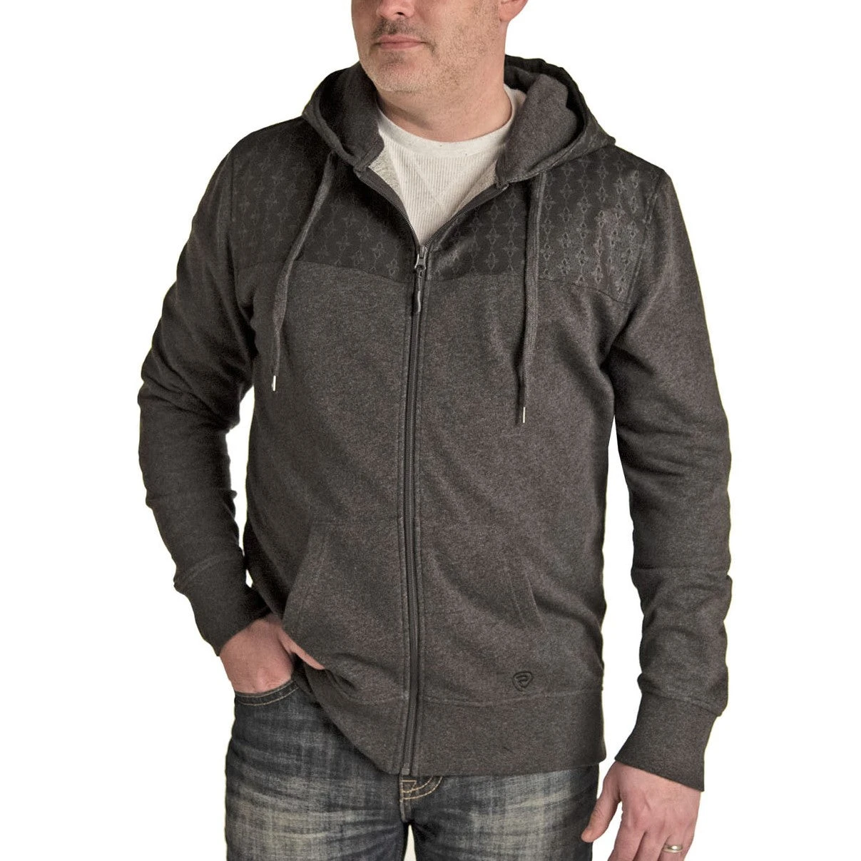 Rock & Roll Cowboy Men's Aztec Print Charcoal Twill Hoodie 92-1122 1 Rock & Roll Cowboy Men's Aztec Print Charcoal Twill Hoodie 92-1122