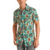Rock & Roll Cowboy Men's Short Sleeve Brown Aztec Print Snap Shirt B1S3320