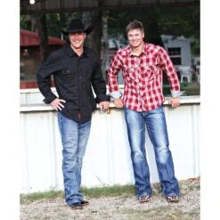 Rock N Roll Cowboy Men's Black Tonal Satin Plaid Snap Shirt -Cowboy Deals Store B2S5104 alt 201