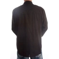 Rock N Roll Cowboy Men's Black Tonal Satin Plaid Snap Shirt -Cowboy Deals Store B2S5106 back3