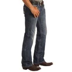 Rock N Roll Cowboy Men's And Pistol Straight Dark Wash Jeans -Cowboy Deals Store M1P8282 2