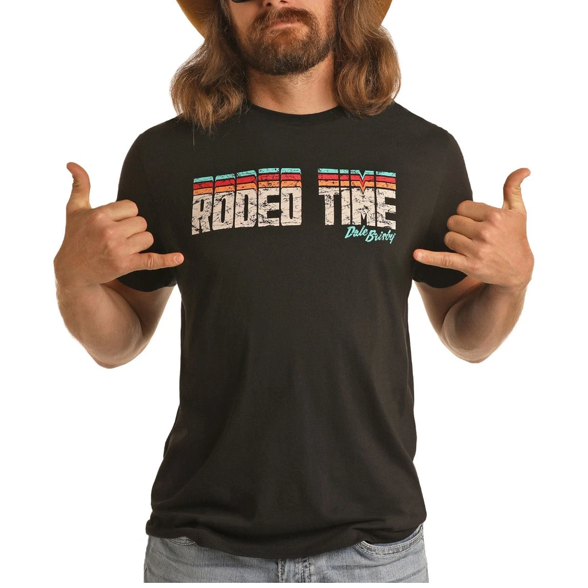 Rock & Roll Men's Dale Brisby SS Rodeo Time Black T-Shirt P9-6506 1 Rock & Roll Men's Dale Brisby SS Rodeo Time Black T-Shirt P9-6506