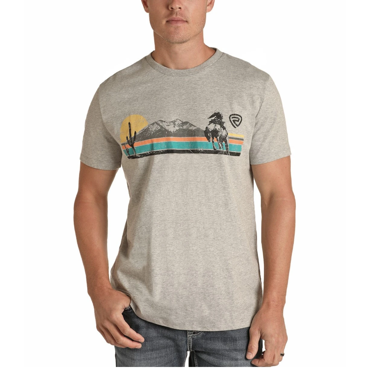 Rock & Roll Cowboy Mens Graphic Grey Short Sleeve Shirt P9-8004 1 Rock & Roll Cowboy Mens Graphic Grey Short Sleeve Shirt P9-8004