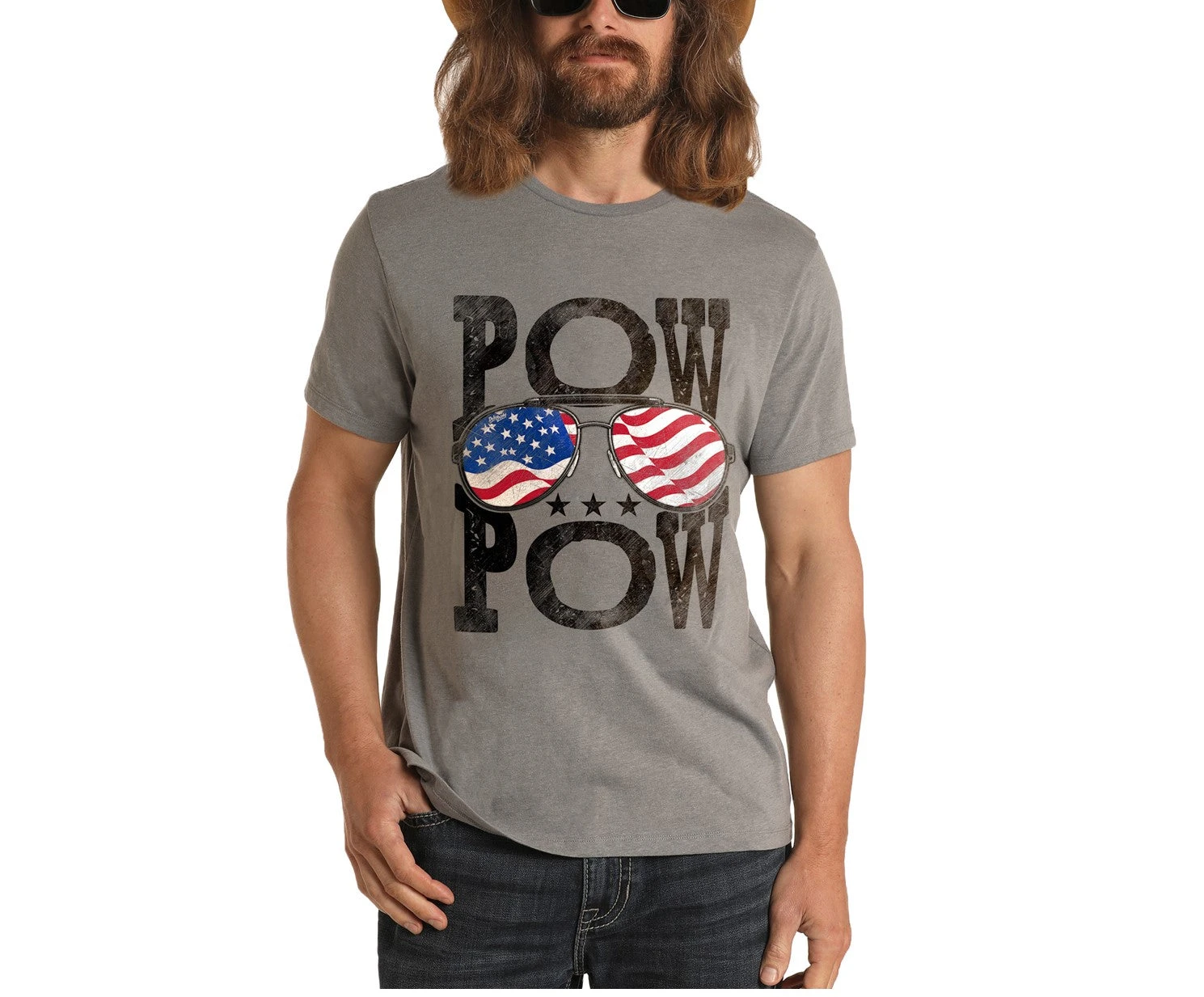 Rock & Roll Cowboy Men's Dale Brisby POW POW Slogan T-Shirt P9-9315 1 Rock & Roll Cowboy Men's Dale Brisby POW POW Slogan T-Shirt P9-9315