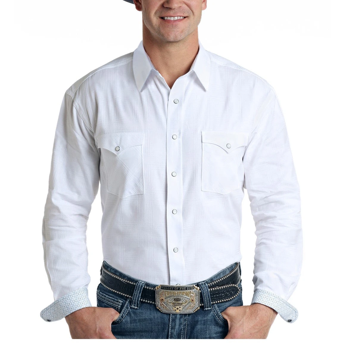Rock & Roll Cowboy White Long Sleeve Snap Shirt R0S6384 1 Rock & Roll Cowboy White Long Sleeve Snap Shirt R0S6384