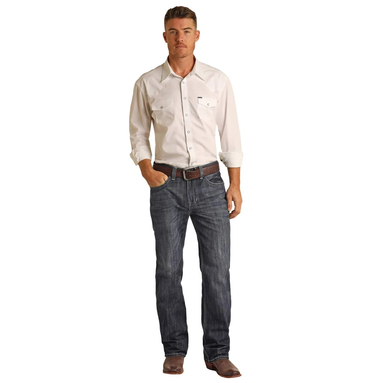 Rock N Roll Cowboy Men's Double Barrel Straight Dark Vintage Jean 2 Rock N Roll Cowboy Men's Double Barrel Straight Dark Vintage Jean - Image 2