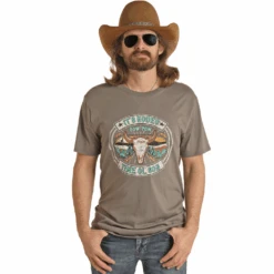 Rock & RollĀ® Unisex Dale Brisby Bull Skull Grey T-Shirt RRUT21R06F-05