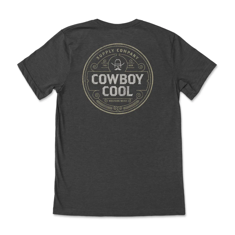 Cowboy Cool Men's Signet Dark Grey Heather Short Sleeve T-Shirt T140 1 Cowboy Cool Men's Signet Dark Grey Heather Short Sleeve T-Shirt T140